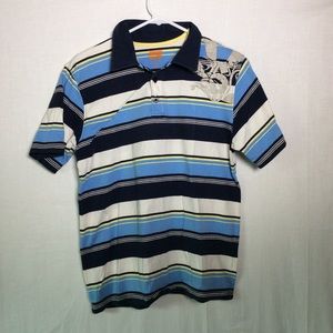 Sideout Striped Collared Blue/Yellow/White Shirt